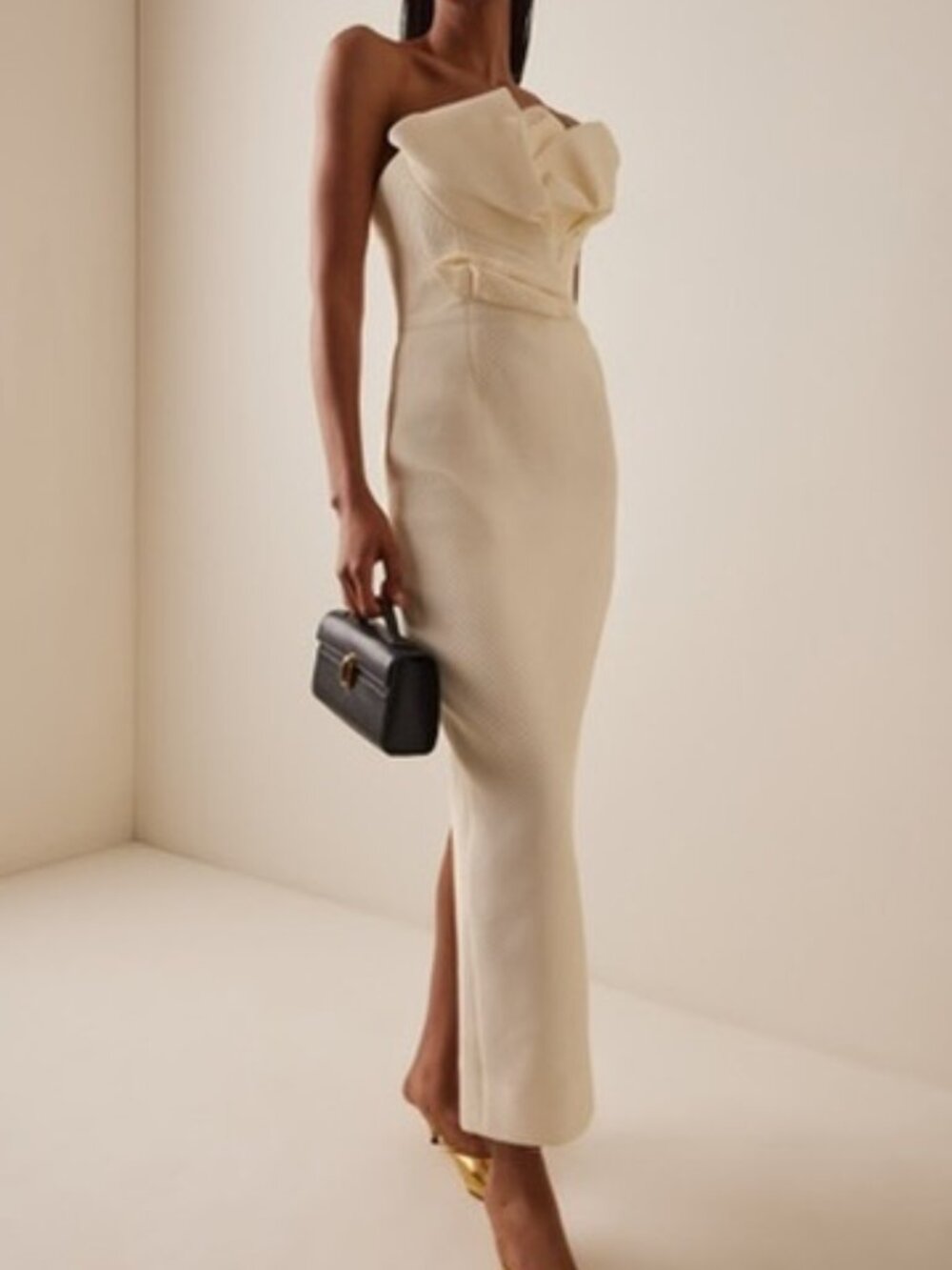 Lela Rose Tulip Bandeau Sheath Dress in Cream Size 6